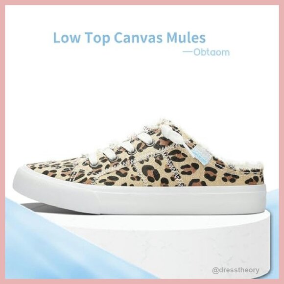 Women's Canvas Mules with Memory Foam Slip-On Fashion Sneakers - Picture 3 of 8